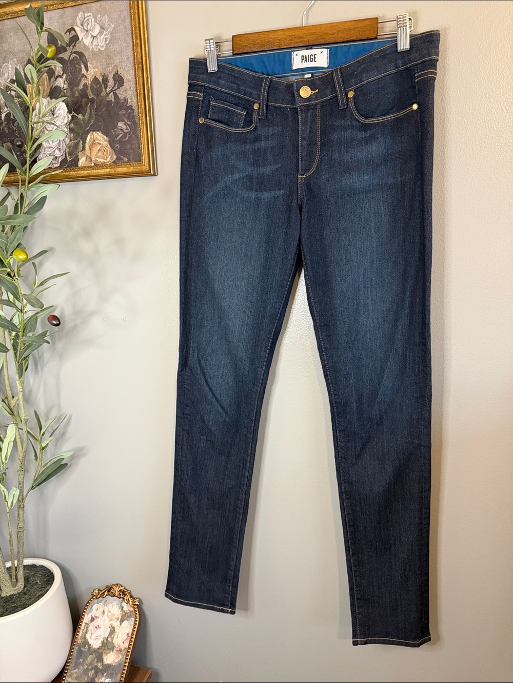 Paige Skyline Skinny Jeans Women’s 29 Dark Wash Mid Rise Stretch Premium Denim - Picture 7 of 9